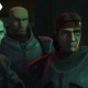 Some of the Bad Batch, Echo, Wrecker, Hunter, and Tech look at something.